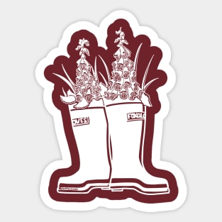 Foxglove White Lineart Rain Boots Sticker